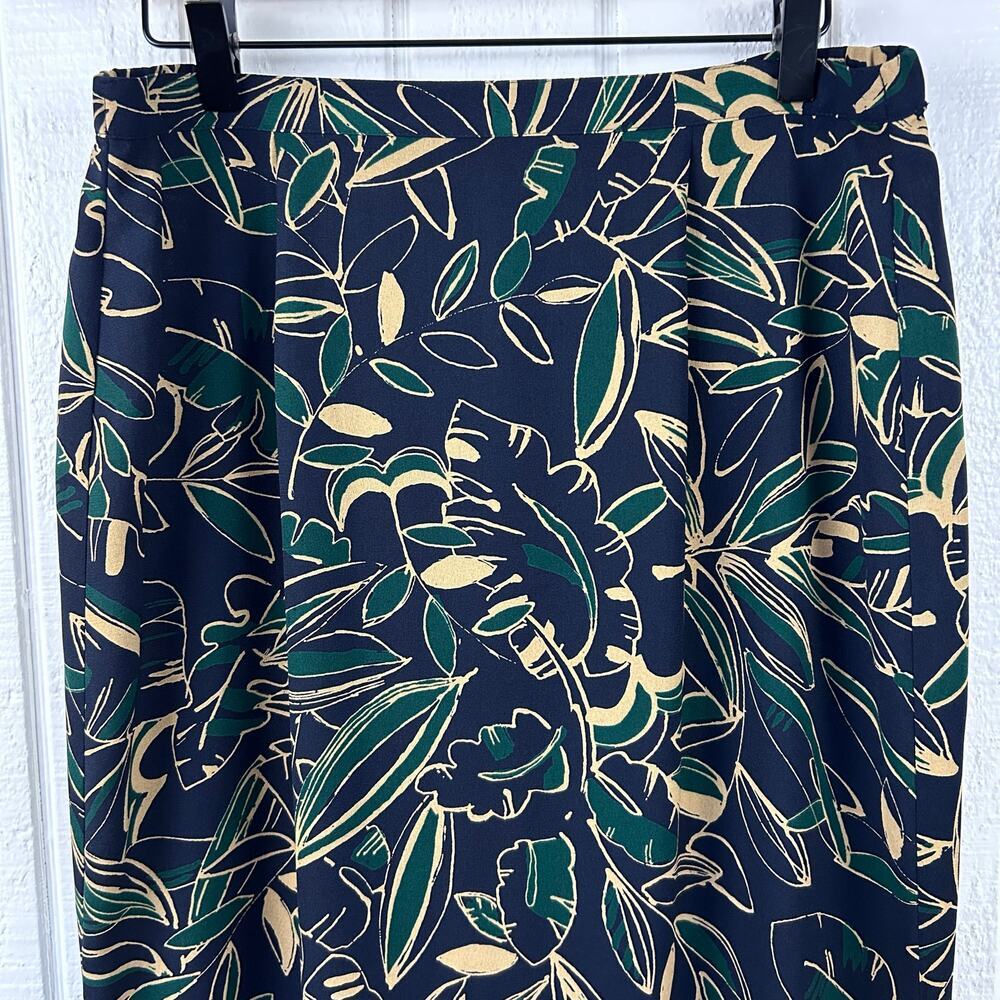 Pendleton Vintage Midi Skirt Blue Floral Straight Classic Size 10 - Picture 3 of 8